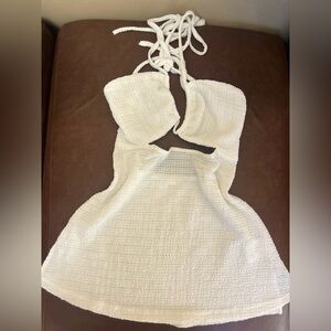Peppermayo White Crochet Halter Top